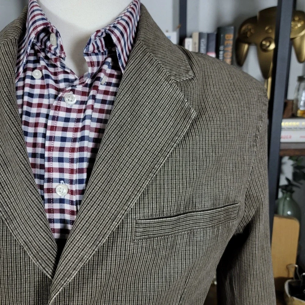 VTG The Territory Ahead Men's Sport Jacket Three‎ Button Brown Cotton Blend Med